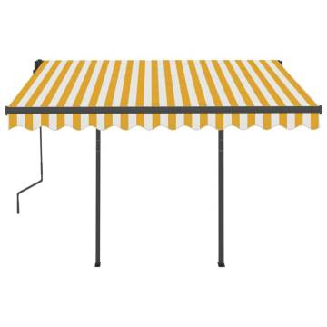 Manual Retractable Awning with LED - Yellow & White 3x2.5m