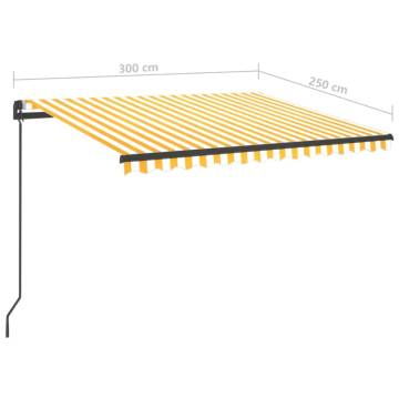 Manual Retractable Awning with LED - Yellow & White 3x2.5m