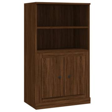 Highboard Brown Oak | 60x35.5x103.5 cm | Durable Engineered Wood