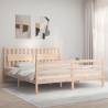 Bed Frame with Headboard Super King Size Solid Wood Colour natural Size 180 x 200 cm 