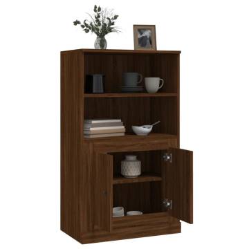 Highboard Brown Oak | 60x35.5x103.5 cm | Durable Engineered Wood