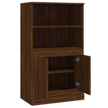 Highboard Brown Oak | 60x35.5x103.5 cm | Durable Engineered Wood