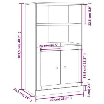 Highboard Brown Oak | 60x35.5x103.5 cm | Durable Engineered Wood