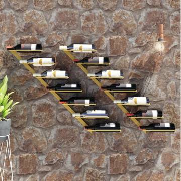 Gold Metal Wall-mounted Wine Rack for 7 Bottles | 2 pcs