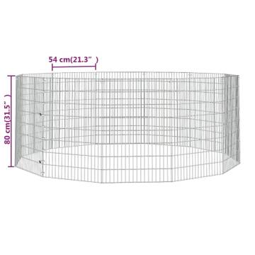 12-Panel Rabbit Cage - 54x80 cm Galvanised Iron | HipoMarket