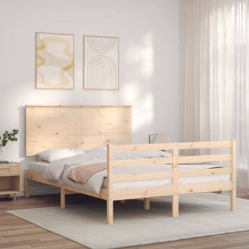 Solid Wood Double Bed Frame with Headboard - HipoMarket