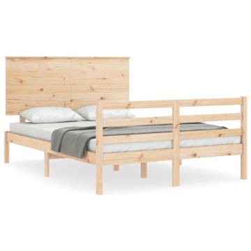 Solid Wood Double Bed Frame with Headboard - HipoMarket