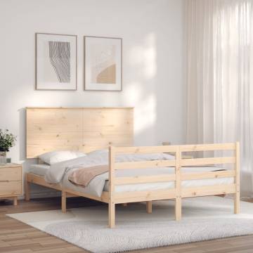 Solid Wood Double Bed Frame with Headboard - HipoMarket