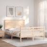 Solid Wood Double Bed Frame with Headboard - HipoMarket