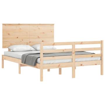 Solid Wood Double Bed Frame with Headboard - HipoMarket