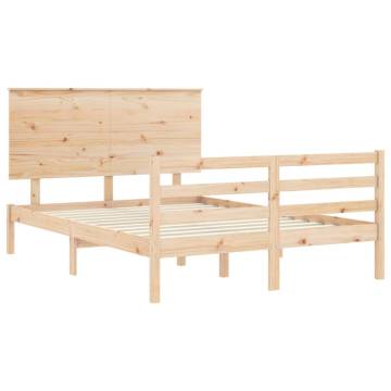 Solid Wood Double Bed Frame with Headboard - HipoMarket