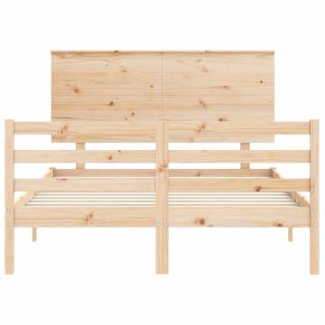 Solid Wood Double Bed Frame with Headboard - HipoMarket