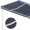 Manual Retractable Awning with LED - 400x300 cm Blue & White