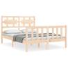 Double Solid Wood Bed Frame with Headboard | Hipomarket