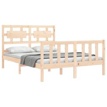 Double Solid Wood Bed Frame with Headboard | Hipomarket