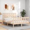 Double Solid Wood Bed Frame with Headboard | Hipomarket