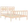 Double Solid Wood Bed Frame with Headboard | Hipomarket