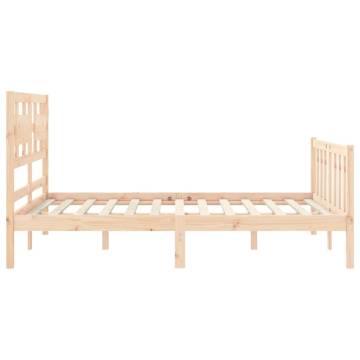 Double Solid Wood Bed Frame with Headboard | Hipomarket