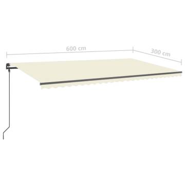 Manual Retractable Awning 6x3 m Cream - Hipomarket