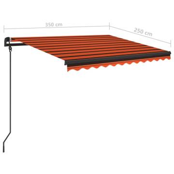 Manual Retractable Awning 3.5x2.5 m - Orange & Brown