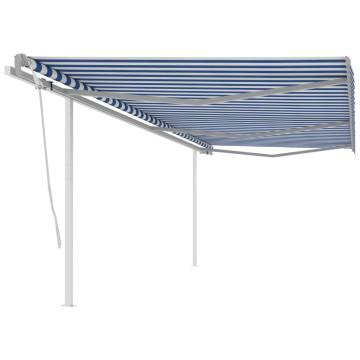 Manual Retractable Awning 6x3m Blue & White | HipoMarket