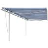 Manual Retractable Awning with Posts 6x3 m Blue and White Colour blue and white Size 6 x 3 m Quantity in Package 1 