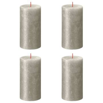 Bolsius Rustic Pillar Candles - Shimmer Champagne 4 pcs