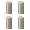 Bolsius Rustic Pillar Candles - Shimmer Champagne 4 pcs