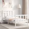 Bed Frame with Headboard White Small Single Solid Wood Colour white Size 75 x 190 cm 