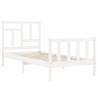 White Small Single Bed Frame with Headboard | Solid Wood