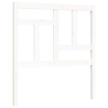 White Small Single Bed Frame with Headboard | Solid Wood