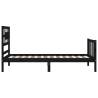 Black Single Bed Frame with Headboard - Solid Pine Wood