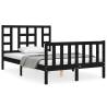 Black Small Double Bed Frame with Headboard - Solid Wood