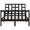 Black Small Double Bed Frame with Headboard - Solid Wood