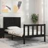 Solid Wood Black Single Bed Frame with Headboard | Hipo Market