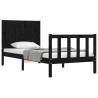 Solid Wood Black Single Bed Frame with Headboard | Hipo Market