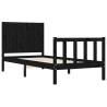 Solid Wood Black Single Bed Frame with Headboard | Hipo Market