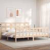 Bed Frame with Headboard Super King Size Solid Wood Colour natural Size 180 x 200 cm 