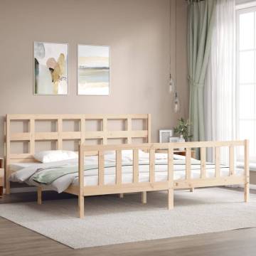 Super King Size Solid Wood Bed Frame with Headboard