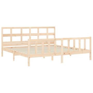 Super King Size Solid Wood Bed Frame with Headboard