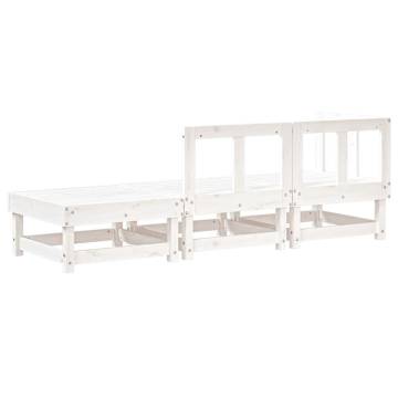 3 Piece Garden Lounge Set - White Solid Pine Wood