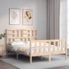 Bed Frame with Headboard Double Solid Wood Colour natural Size 135 x 190 cm 