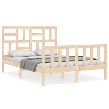 Solid Wood Double Bed Frame with Headboard | Hipomarket