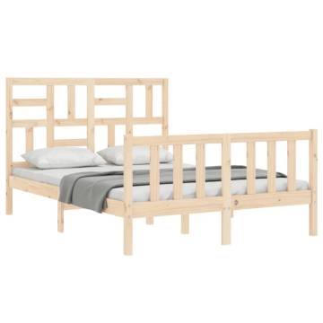 Solid Wood Double Bed Frame with Headboard | Hipomarket