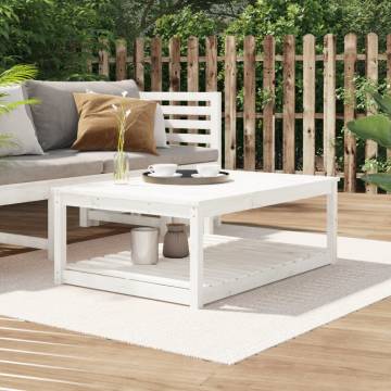 Elegant White Garden Table - Solid Pine Wood 121x82.5x45 cm