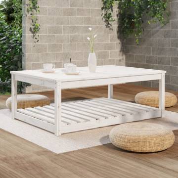 Elegant White Garden Table - Solid Pine Wood 121x82.5x45 cm