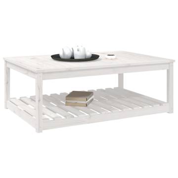 Elegant White Garden Table - Solid Pine Wood 121x82.5x45 cm