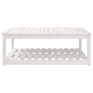 Elegant White Garden Table - Solid Pine Wood 121x82.5x45 cm