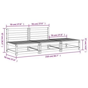 Garden Sofa Armless with Footstool - Solid Wood Pine