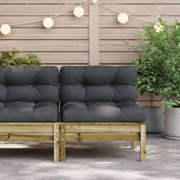 Garden Sofa Armless with Cushions | Impregnated Pine Wood